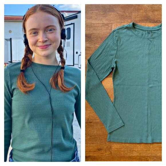 Universal Thread Tops - ASO Max in Stranger Things - Universal Thread Green Striped Long Sleeve Size S